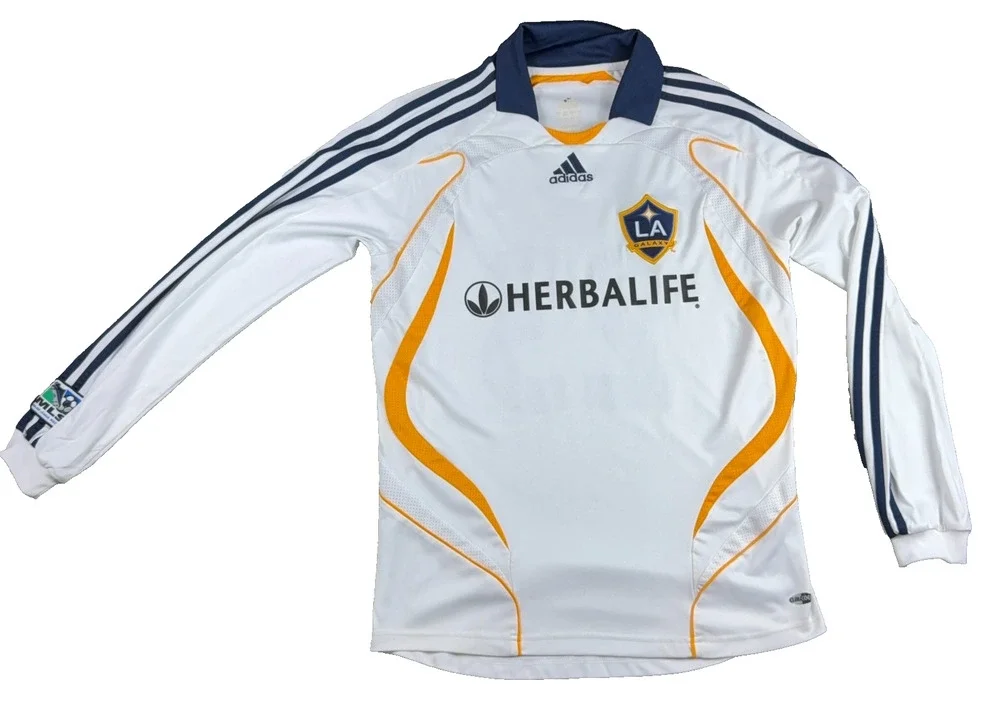 2007 LA Galaxy David Beckham #23 Adidas Long Sleeve MLS Soccer Jersey Adult
